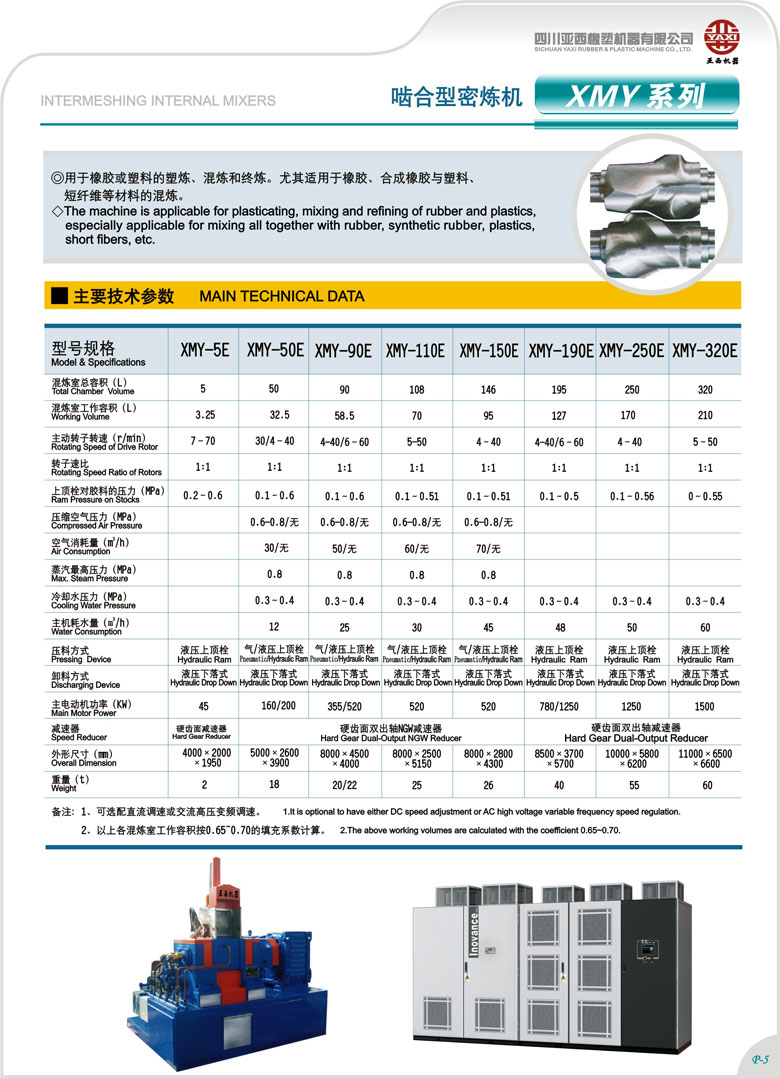 亚西橡塑机器 啮合型密炼机参数